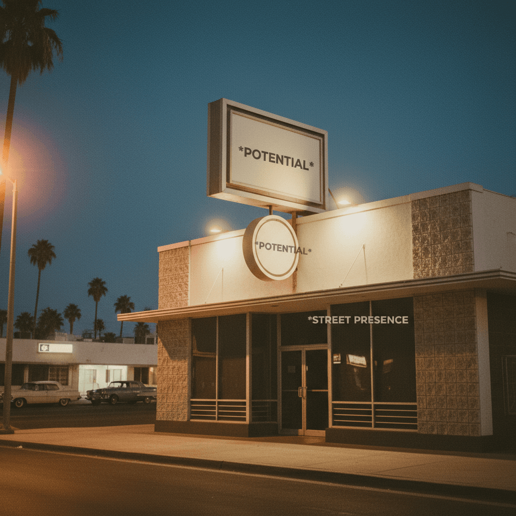 Commercial investment property with mid-century modern architecture